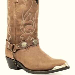 Masterson Brown Men’s Genuine Leather Cowboy Boots With Chain Sz 10D NWT